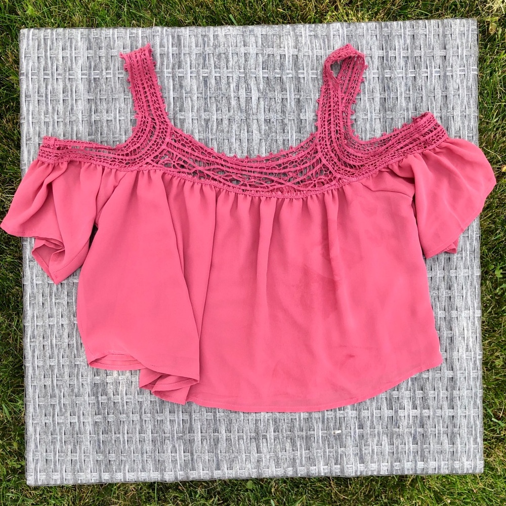 Blush-Cold Shoulder- Crop Top